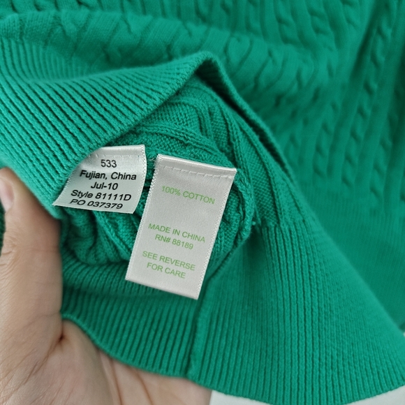 Lilly Pulitzer Cable Knit Kelly Green Palm Tree Button Down Cardigan Woman's S - Picture 14 of 14